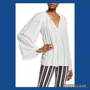 Frame Lattice Long Sleeve Peasant Top